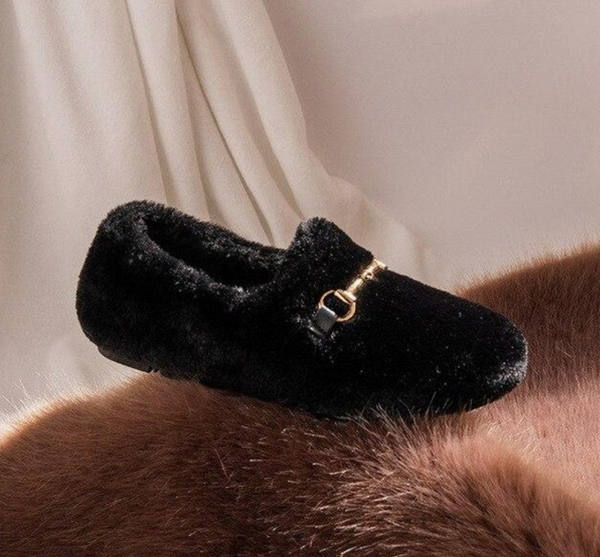 The Fluffy  Black Ares Slippers