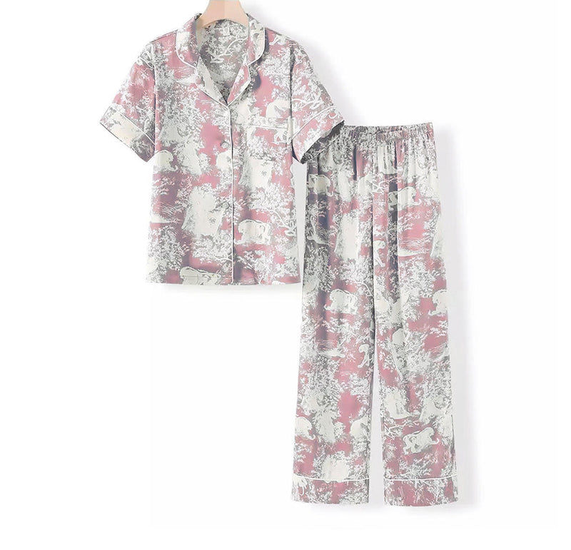 The Toile de Jouy Pink Short Sleeve Pajamas