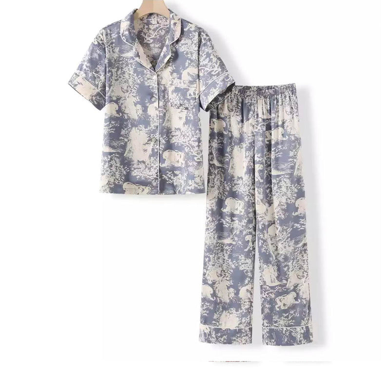 The Toile de Jouy Blue Sleeve short Pajamas