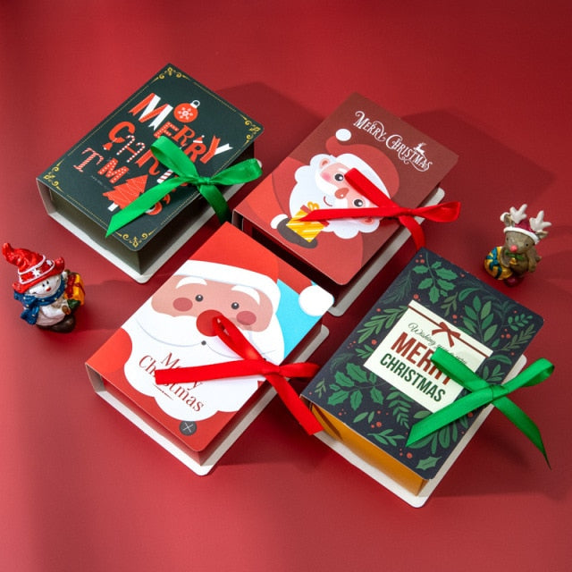4pcs Merry Christmas Candy Boxes Book